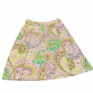 Chadwicks Pink and Green Paisley A-Line Skirt